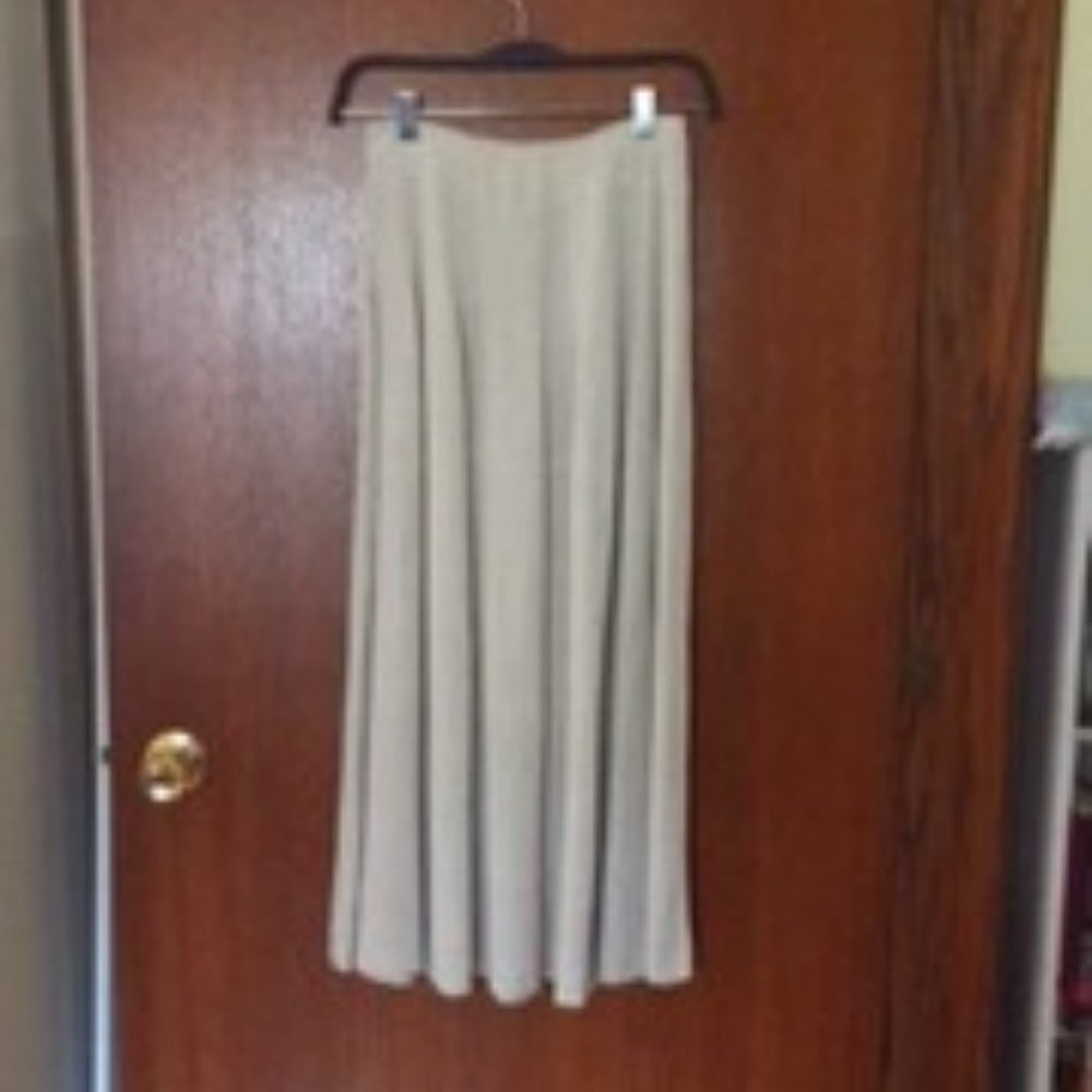 Long Linen Blend Flare Skirt